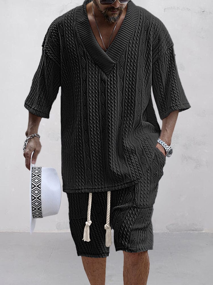 HOT SALE! Casual Cable Knit T-shirt Set