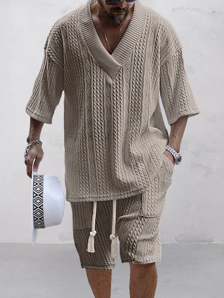 HOT SALE! Casual Cable Knit T-shirt Set