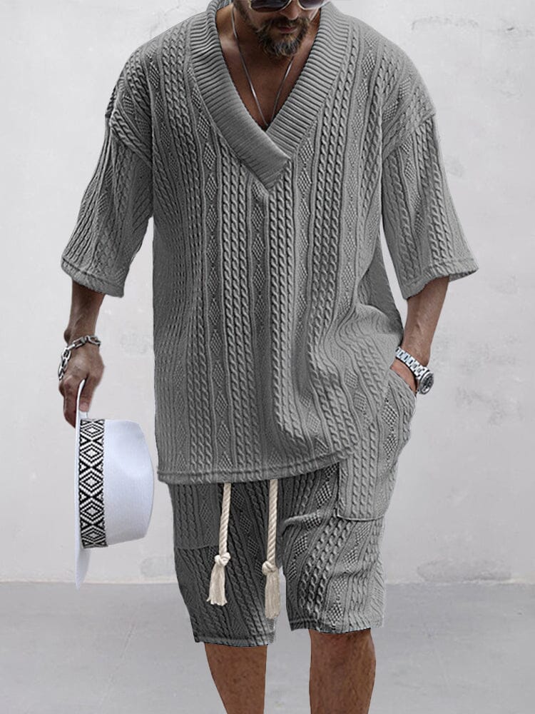 HOT SALE! Casual Cable Knit T-shirt Set