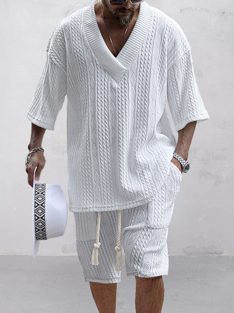HOT SALE! Casual Cable Knit T-shirt Set